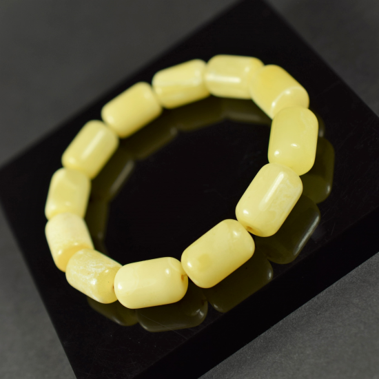  Baltic Amber women bracelet white color barrel shape/ Beautiful Gift for Mom