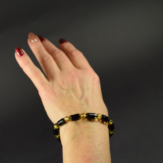 Genuine Baltic Amber men's bracelet faceted