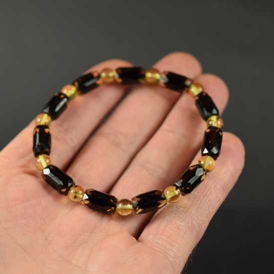 Genuine Baltic Amber men's bracelet faceted