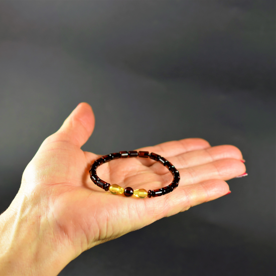  Baltic Amber women bracelet cognac color with lemon amber inserts / Beautiful Gift for Mom