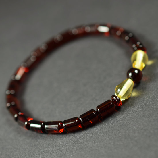  Baltic Amber women bracelet cognac color with lemon amber inserts / Beautiful Gift for Mom
