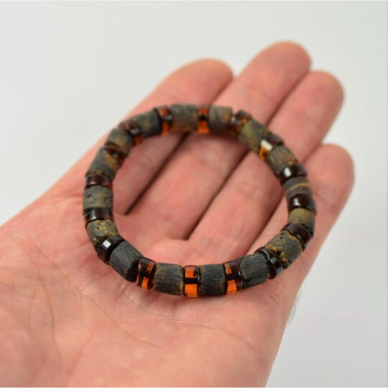 Genuine Baltic Amber men's bracelet made from raw amber