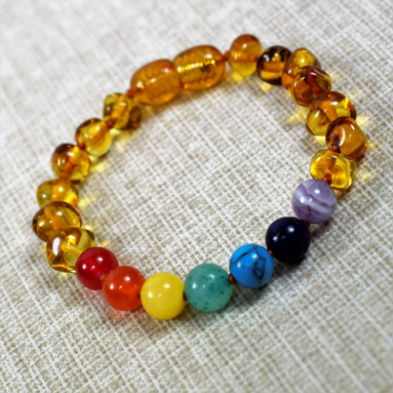 Baltic amber baby teething  bracelet/ anklet, rainbow color bracelet, chakra amber bracelet