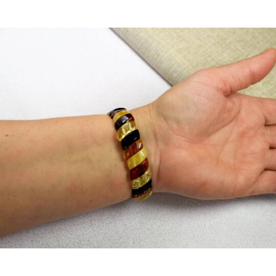 Amber bracelet from natural Baltic amber beads/ Elastic amber bracelet