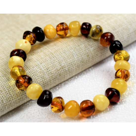 Amber bracelet made of multicolored pieces of amber/ Baltic Amber women bracelet/ Beautiful Gift for Mom