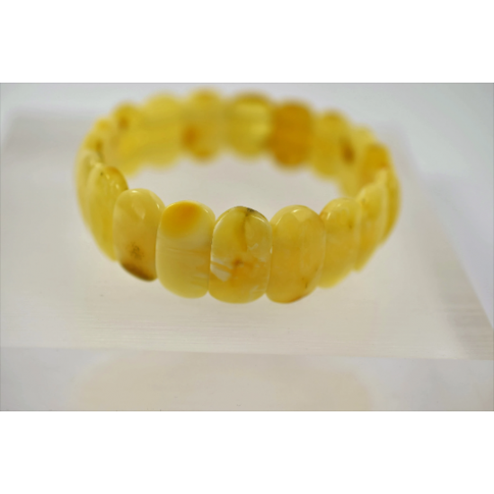  Yellow amber bracelet from natural Baltic amber beads/ Elastic amber bracelet