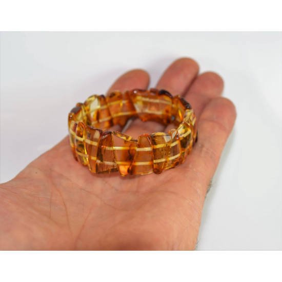Stylish Amber Bracelet from natural Baltic amber beads/ Elastic amber bracelet