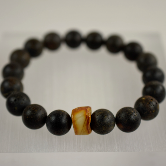 Amber bracelet for men and women, Baltic raw amber round beads