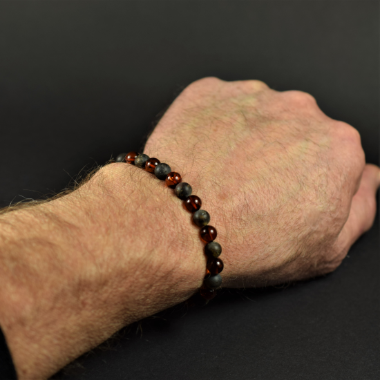 Amber bracelet for men from round beads