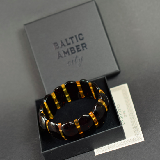 Dark cherry colored bracelet with light inserts, Baltic Amber bracelet for women