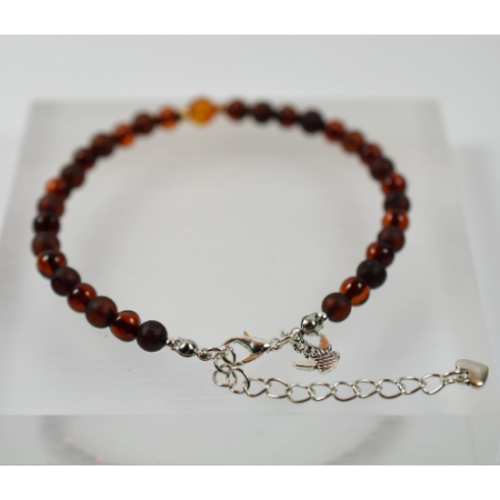 Amber Anklet With Silver chain, Amber bracelet from natural Baltic amber beads