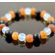 Genuine Baltic Amber bracelet with Moon stone and Onyx Men and Women