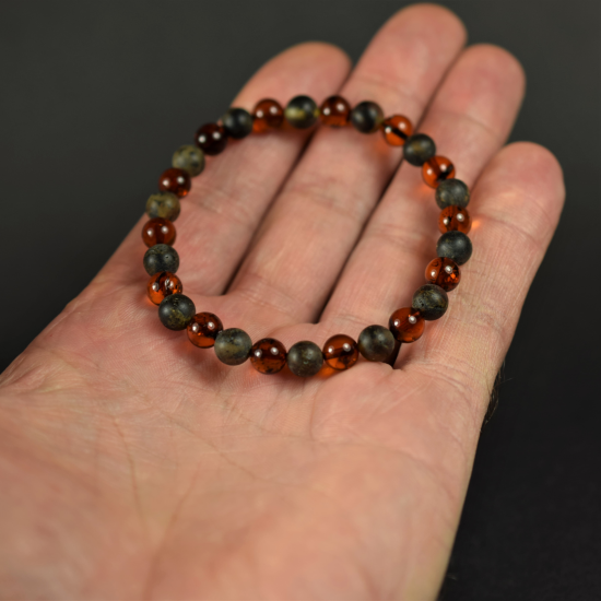 Amber bracelet for men from round beads