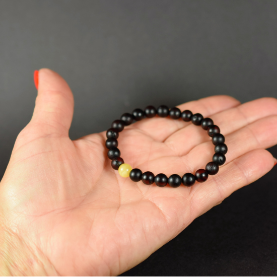 Genuine Baltic Amber Men's Bracelet from a round amber ball, Beautiful Gift for Men/ Men and Women jewelry