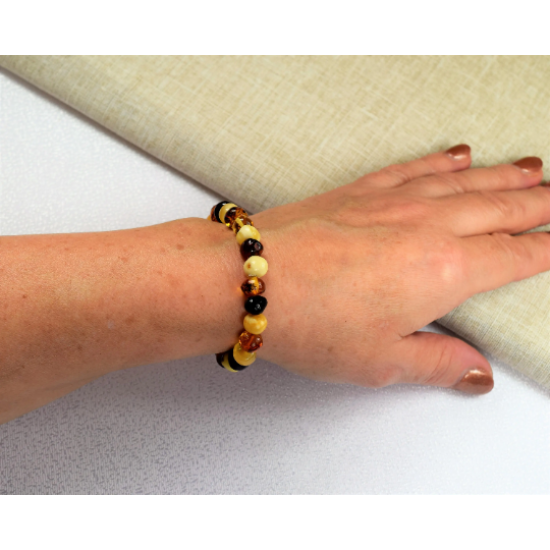 Amber bracelet made of multicolored pieces of amber/ Baltic Amber women bracelet/ Beautiful Gift for Mom