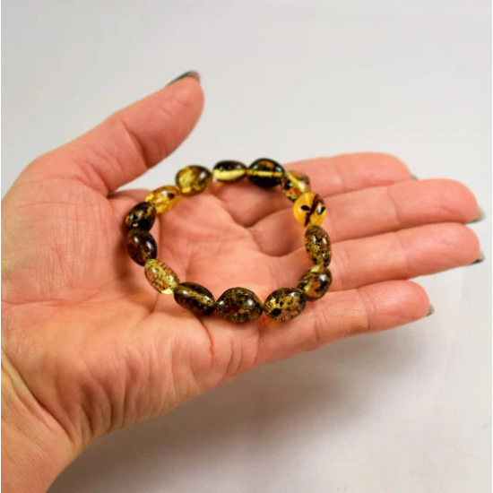 Amber Bracelet Oval Mud Colors Amber Pieces