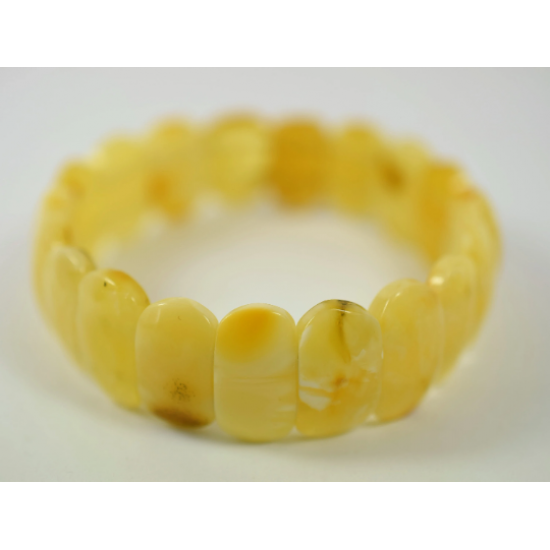  Yellow amber bracelet from natural Baltic amber beads/ Elastic amber bracelet