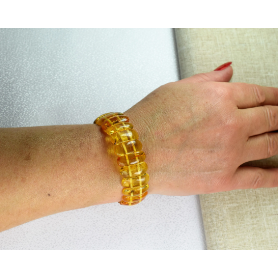 Honey amber bracelet from natural Baltic amber beads/ Elastic amber bracelet