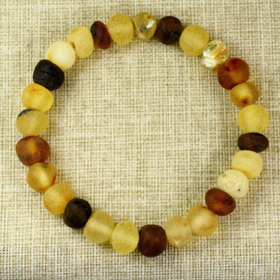 Amber Bracelet Made of Multicolored Raw Amber/ Elastic amber bracelet