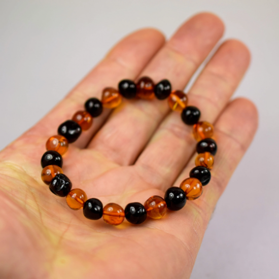 Amber bracelet from natural Baltic amber beads/ Elastic Amber Bracelet Two Color