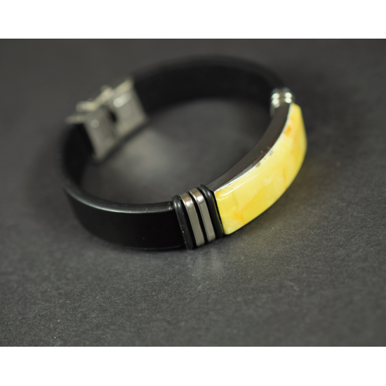 Amber Bracelet, Multi colour Amber Gemstone Armband, Leather Handmade Bracelet