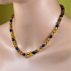 Honey color amber necklace with Lapis lazuli Round Beads Gemstone