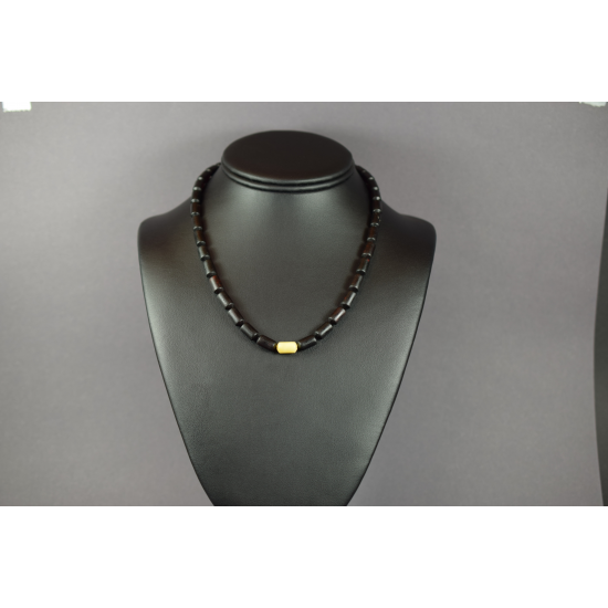 Black  Amber Necklace/ Gift for Men
