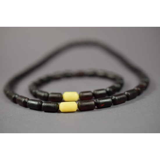 Black  Amber Necklace/ Gift for Men