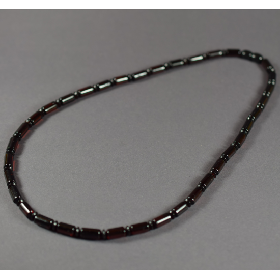 Polished dark cherry amber beads bracelet - necklace/ Gift for Men