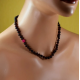 Necklace Of Natural Precious raw black amber with a rose/ Gift for Mom