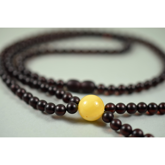 Necklace Of Natural Precious Dark Cherry Amber/ Gift for Mom