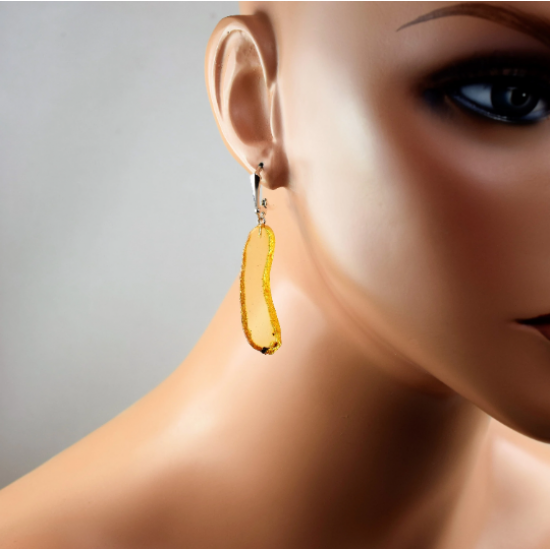 Baltic amber dangle amber earrings with silver details
