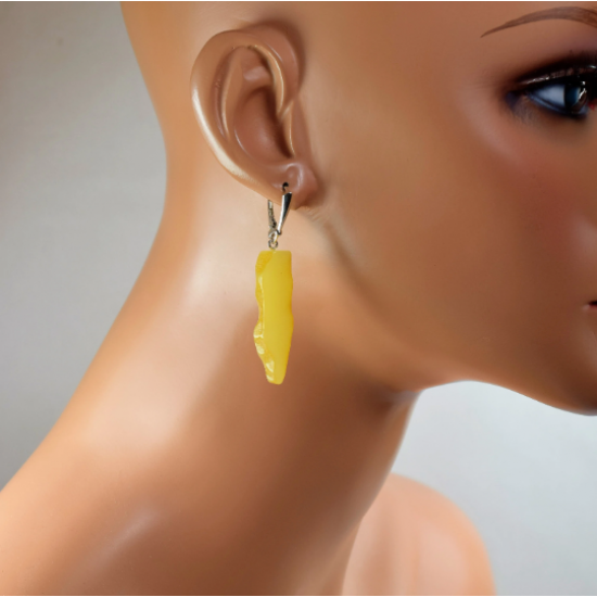 Amber earrings made cut from one piece of amber