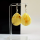 Amber earrings with a drop-shaped piece of amber