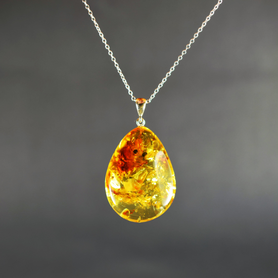 Genuine Baltic Amber Pendant with chain