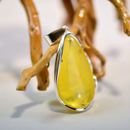 Amber Pendant from butterscotch amber with silver 925 elements
