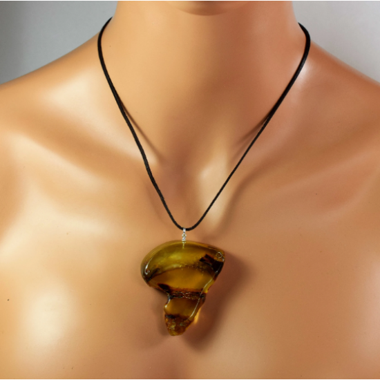 Amber Pendant with Leather Strap