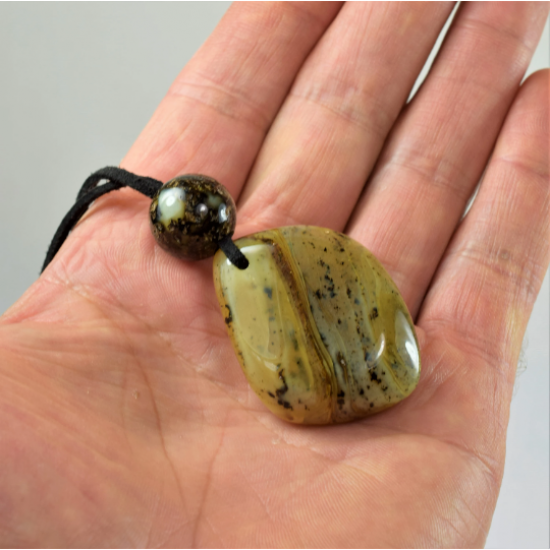 Amber pendant with leather strap