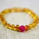Baltic amber baby teething  bracelet with Rose