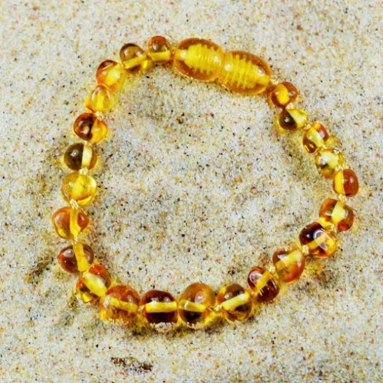 Baby teething bracelet with Lemon color amber