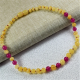 Baltic Amber baby Necklace with Rose nephrite