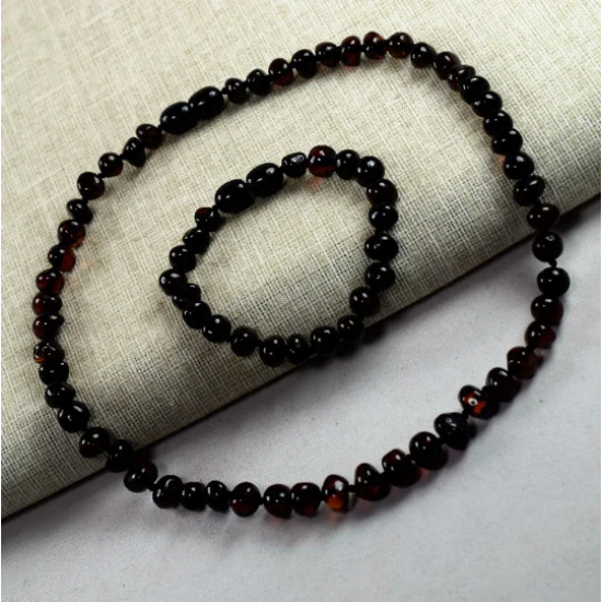 Amber necklace/ bracelet for children and adults with dark cherry color amber