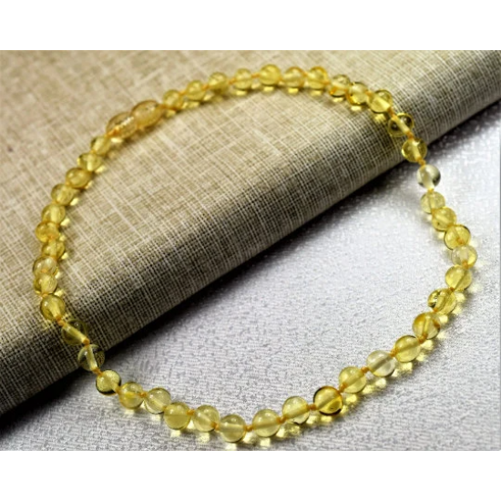 Amber necklace for children with lemon color amber 