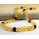 Raw  Amber Baby necklace with Raw Amber lemon color Tiger Eye Agates Round Beads