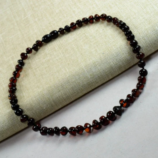 Amber necklace/ bracelet for children and adults with dark cherry color amber