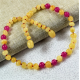 Amber necklace for children with Rose nephrite