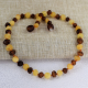 Amber necklace for baby with raw amber in two colors