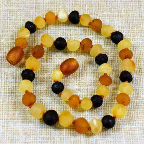 Amber necklace for children with natural healing raw amber 