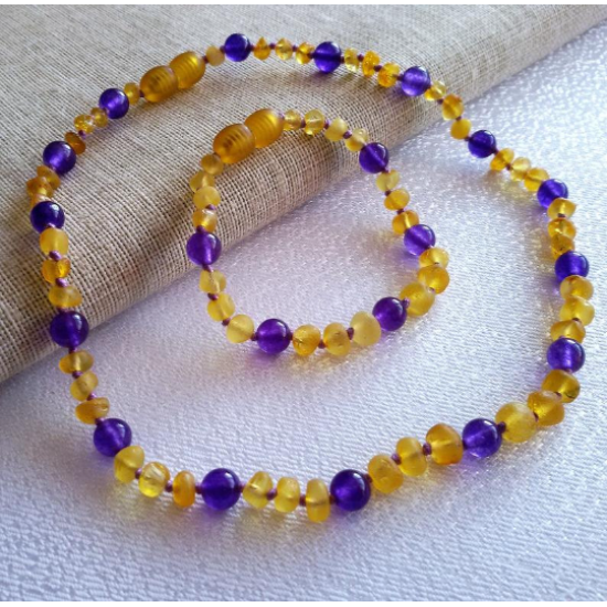   Baby Amber bracelet/ necklace with Amethyst