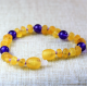 Children's/ Baby Amber Bracelet Made of Baltic Amber with Amethyst stone beads